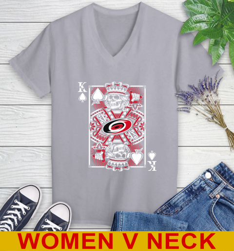 Carolina Hurricanes NHL Hockey The King Of Spades Death Cards Shirt Women's V-Neck T-Shirt 4
