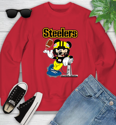 NFL Pittsburgh Steelers Mickey Mouse Disney Super Bowl Football T Shirt Youth Sweatshirt 9