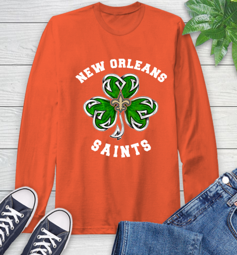 NFL New Orleans Saints Three Leaf Clover St Patrick's Day Football Sports Long Sleeve T-Shirt 4