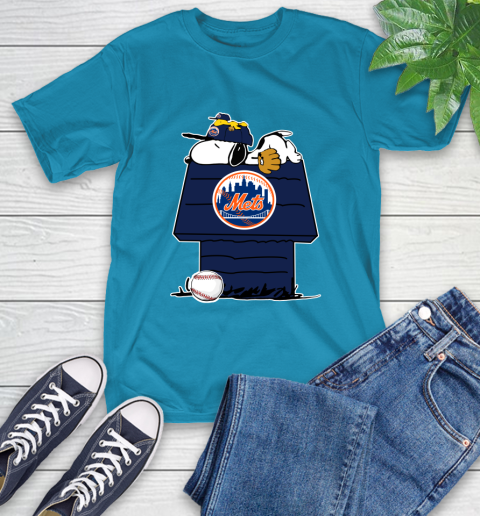 MLB New York Mets Snoopy Woodstock The Peanuts Movie Baseball T Shirt T-Shirt 8