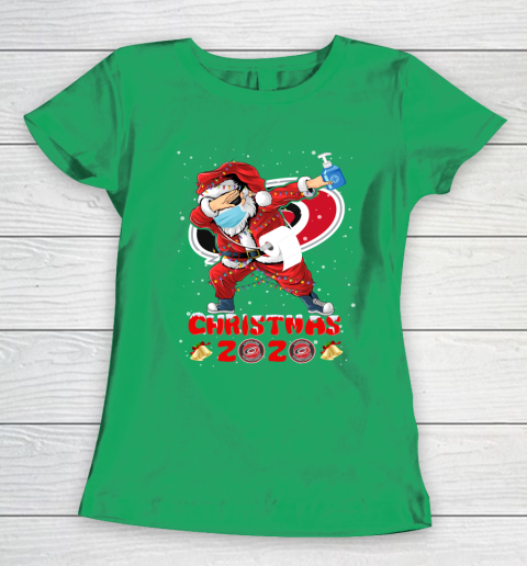 Carolina Hurricanes Funny Santa Claus Dabbing Christmas 2020 NHL Women's T-Shirt 5