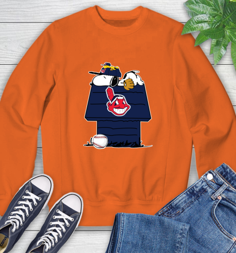 MLB Cleveland Indians Snoopy Woodstock The Peanuts Movie Baseball T Shirt Sweatshirt 4