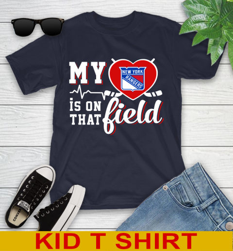 NHL My Heart Is On That Field Hockey Sports New York Rangers Youth T-Shirt 2