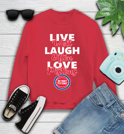NBA Basketball Detroit Pistons Live Well Laugh Often Love Shirt Youth Sweatshirt 6