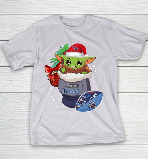 Tennessee Titans Christmas Baby Yoda Star Wars Funny Happy NFL Youth T-Shirt 5