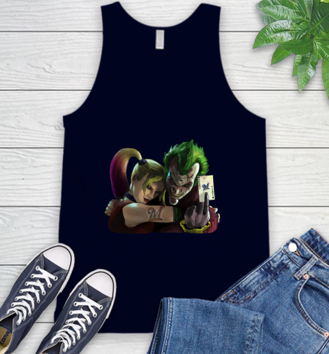 Milwaukee Brewers MLB Baseball Joker Harley Quinn Suicide Squad Tank Top 4 Milwaukee Brewers MLB Baseball Joker Harley Quinn Suicide Squad Tank Top - Image 4