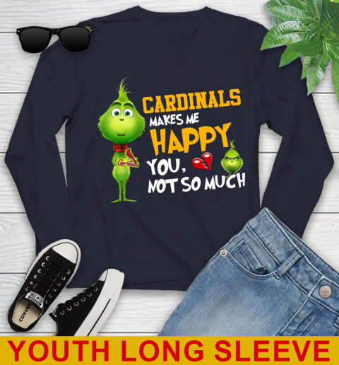 MLB St.Louis Cardinals Makes Me Happy You Not So Much Grinch Baseball Sports Youth Long Sleeve 2