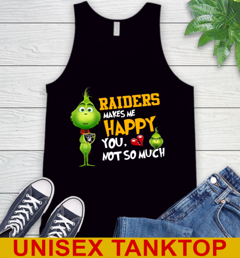 NFL Oakland Raiders Makes Me Happy You Not So Much Grinch Football Sports Tank Top