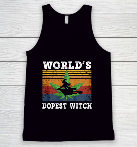 World s Dopest Witch Halloween Weed Retro Vintage Tank Top