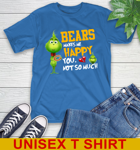 NFL Chicago Bears Makes Me Happy You Not So Much Grinch Football Sports T-Shirt 11
