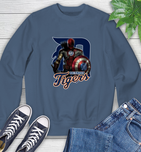 MLB Captain America Thor Spider Man Hawkeye Avengers Endgame Baseball Detroit Tigers Sweatshirt 7
