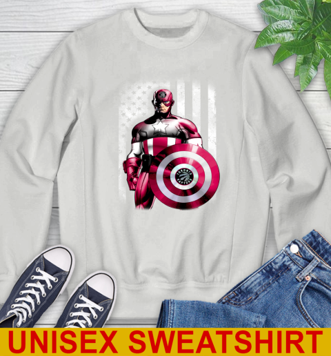 Toronto Raptors NBA Basketball Captain America Marvel Avengers American Flag Shirt Sweatshirt 5
