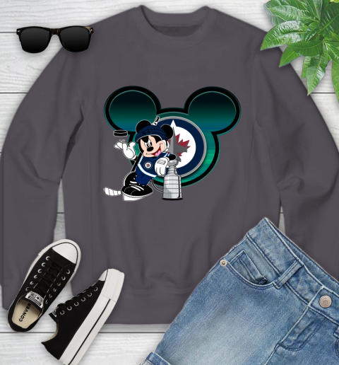NHL Winnipeg Jets Stanley Cup Mickey Mouse Disney Hockey T Shirt Youth Sweatshirt 6