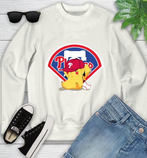 MLB Pikachu Baseball Sports Philadelphia Phillies Youth Sweatshirt