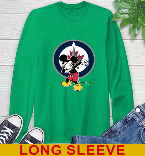 Winnipeg Jets NHL Hockey Dabbing Mickey Disney Sports Long Sleeve T-Shirt 7