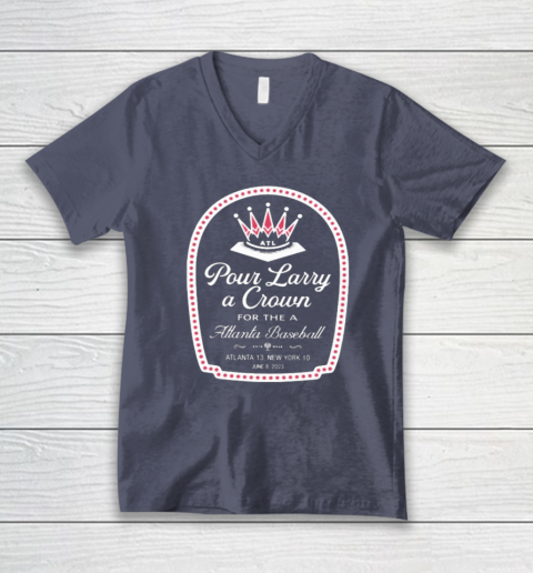 Atlanta Braves Pour Larry A Crown V-Neck T-Shirt 6