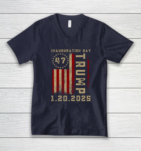 Donald Trump Inauguration Day 2025 47th President 47 US Flag V-Neck T-Shirt 2
