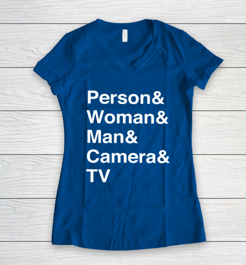 Person Woman Man Camera TV Women's V-Neck T-Shirt 7