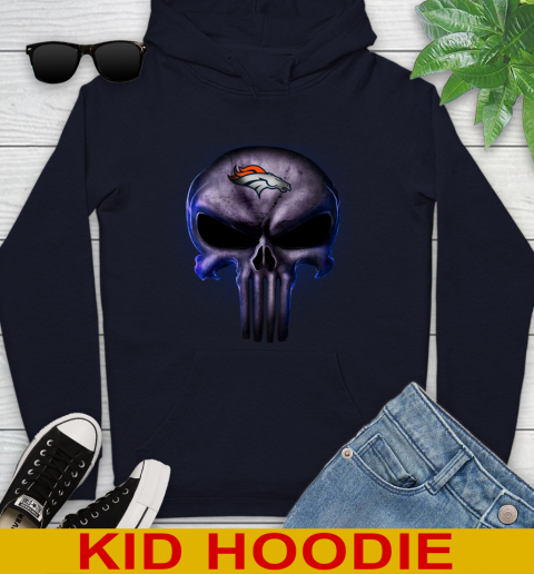 Denver Broncos NFL Football Punisher Skull Sports Youth Hoodie 3