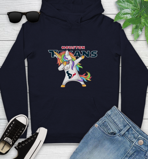 Houston Texans NFL Football Funny Unicorn Dabbing Sports Youth Hoodie 4