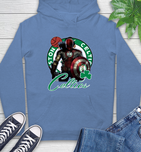 Boston Celtics NBA Basketball Captain America Thor Spider Man Hawkeye Avengers Hoodie 11