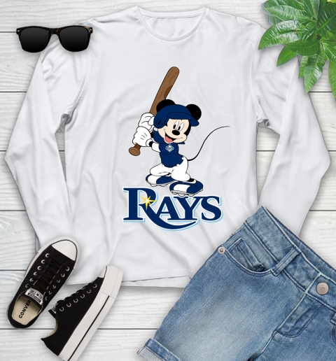 MLB Baseball Tampa Bay Rays Cheerful Mickey Mouse Shirt Youth Long Sleeve 2