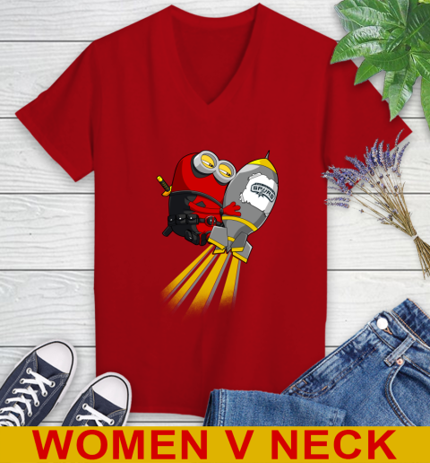 NBA Basketball San Antonio Spurs Deadpool Minion Marvel Shirt Women's V-Neck T-Shirt 10