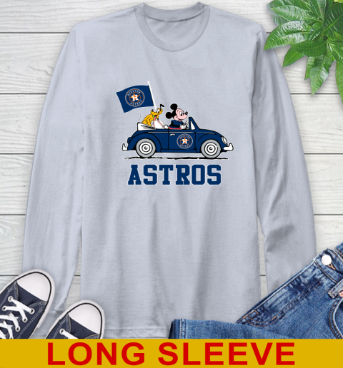 MLB Baseball Houston Astros Pluto Mickey Driving Disney Shirt Long Sleeve T-Shirt 6