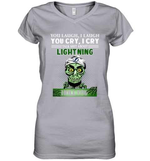 NHL Talk Shit About Tampa Bay Lightning I Kill You Achmed The Dead Terrorist Jeffrey Dunham Hockey TJMQBTsjEWJ women v neck t shirt 39 95 151514 front sport grey