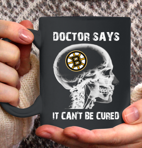 NHL Boston Bruins Hockey Skull It Can't Be Cured Shirt Ceramic Mug 15oz