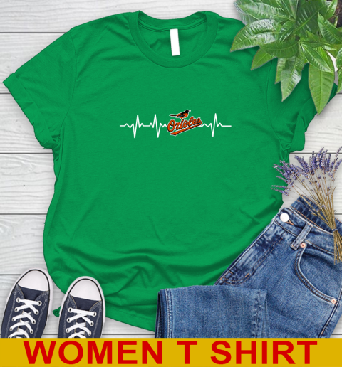 Baltimore Orioles MLB Baseball Heart Beat Shirt Women's T-Shirt 7