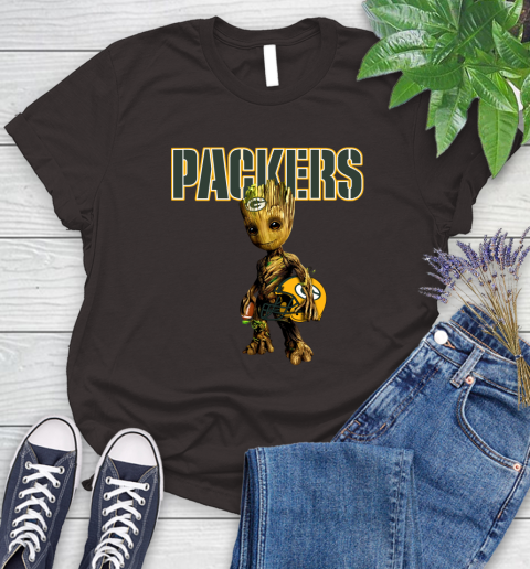 Green Bay Packers NFL Football Groot Marvel Guardians Of The Galaxy Women's T-Shirt 8