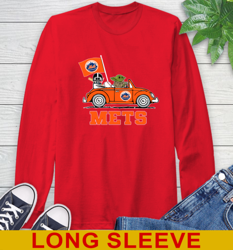 MLB Baseball New York Mets Darth Vader Baby Yoda Driving Star Wars Shirt Long Sleeve T-Shirt 10