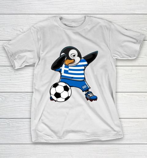Dabbing Penguin Greece Soccer Fans Jersey Football Lovers T-Shirt