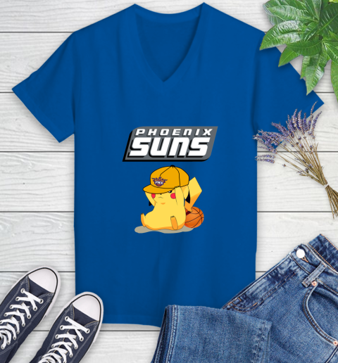 NBA Pikachu Basketball Sports Phoenix Suns Women's V-Neck T-Shirt 10