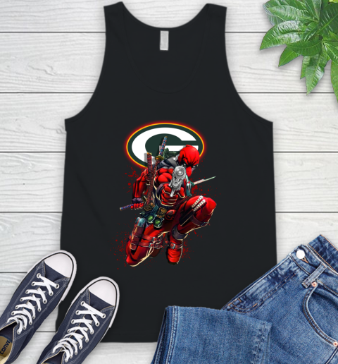 NFL Deadpool Marvel Comics Sports Football Green Bay Packers Tank Top 2