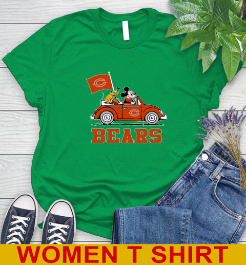 NFL Football Chicago Bears Pluto Mickey Driving Disney Shirt Women's T-Shirt 6