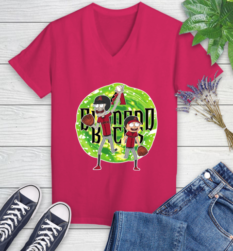 MLB Arizona Diamondbacks Rick And Morty Baseball Sports Women's V-Neck T-Shirt 9