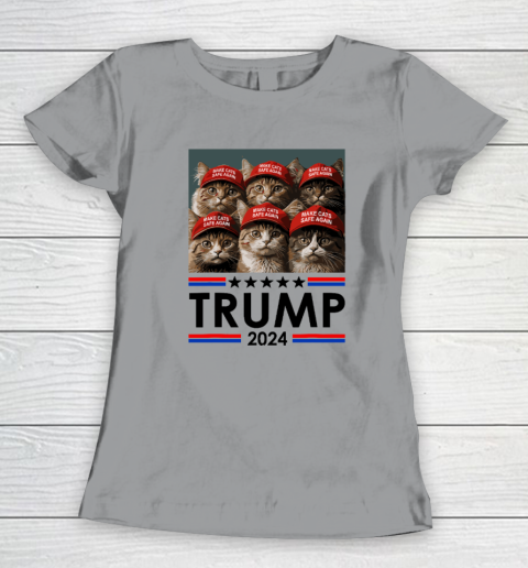 Donald Trump Make Cats Safe Again 2024 Debate Funny Women's T-Shirt 3
