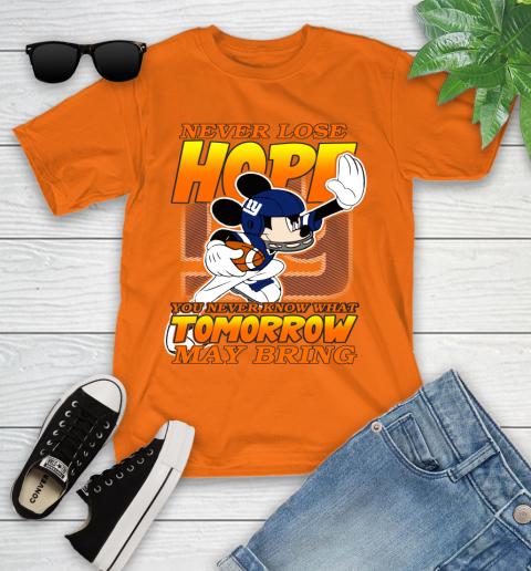 New York Giants NFL Football Mickey Disney Never Lose Hope Youth T-Shirt - Image 10