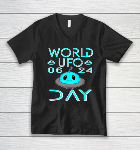 Mens World UFO Day 06 24 V-Neck T-Shirt