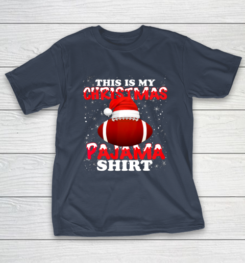 Football Christmas Gifts Santa Hat Funny Xmas Pajamas T-Shirt 3