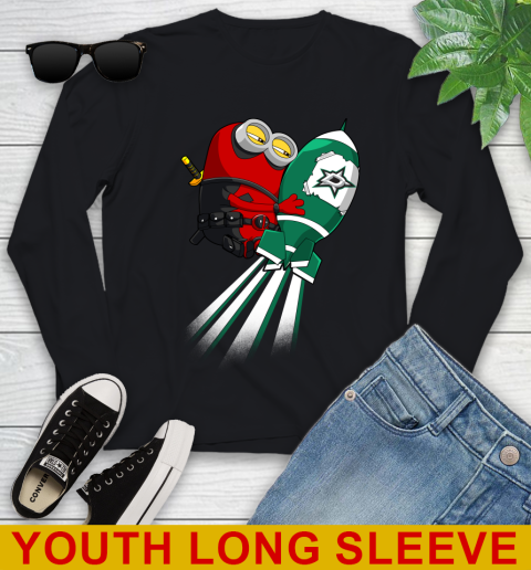 NHL Hockey Dallas Stars Deadpool Minion Marvel Shirt Youth Long Sleeve
