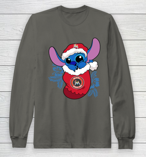 Miami Marlins Christmas Stitch In The Sock Funny Disney MLB Long Sleeve T-Shirt 8