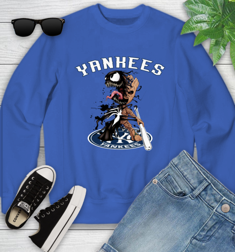 MLB New York Yankees Baseball Venom Groot Guardians Of The Galaxy Youth Sweatshirt 8