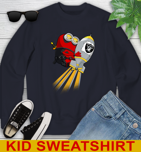 NFL Football Oakland Raiders Deadpool Minion Marvel Shirt Youth Sweatshirt 2