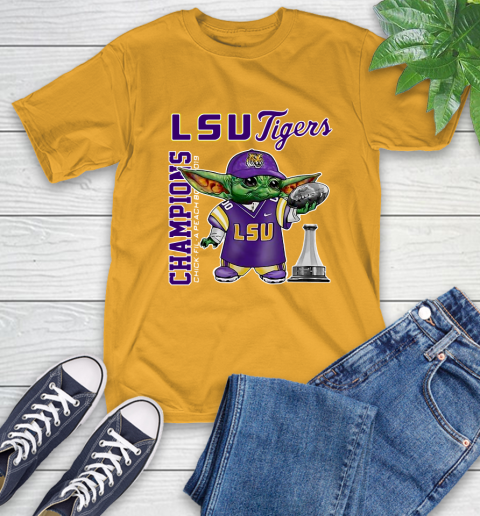 Baby Yoda LSU Tigers Champion Shirt 3
