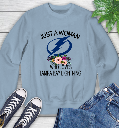 NHL Just A Woman Who Loves Tampa Bay Lightning Hockey Sports Sweatshirt 5