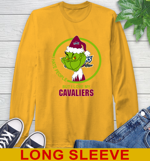 Cleveland Cavaliers NBA Christmas Grinch I Hate People But I Love My Favorite Basketball Team Long Sleeve T-Shirt 3