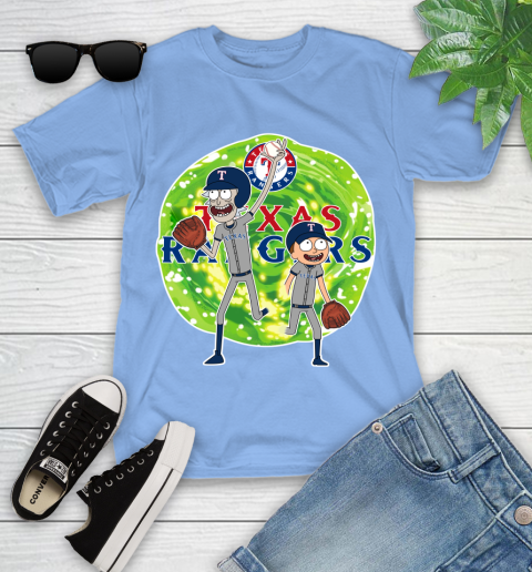 MLB Texas Rangers Rick And Morty Baseball Sports Youth T-Shirt 11